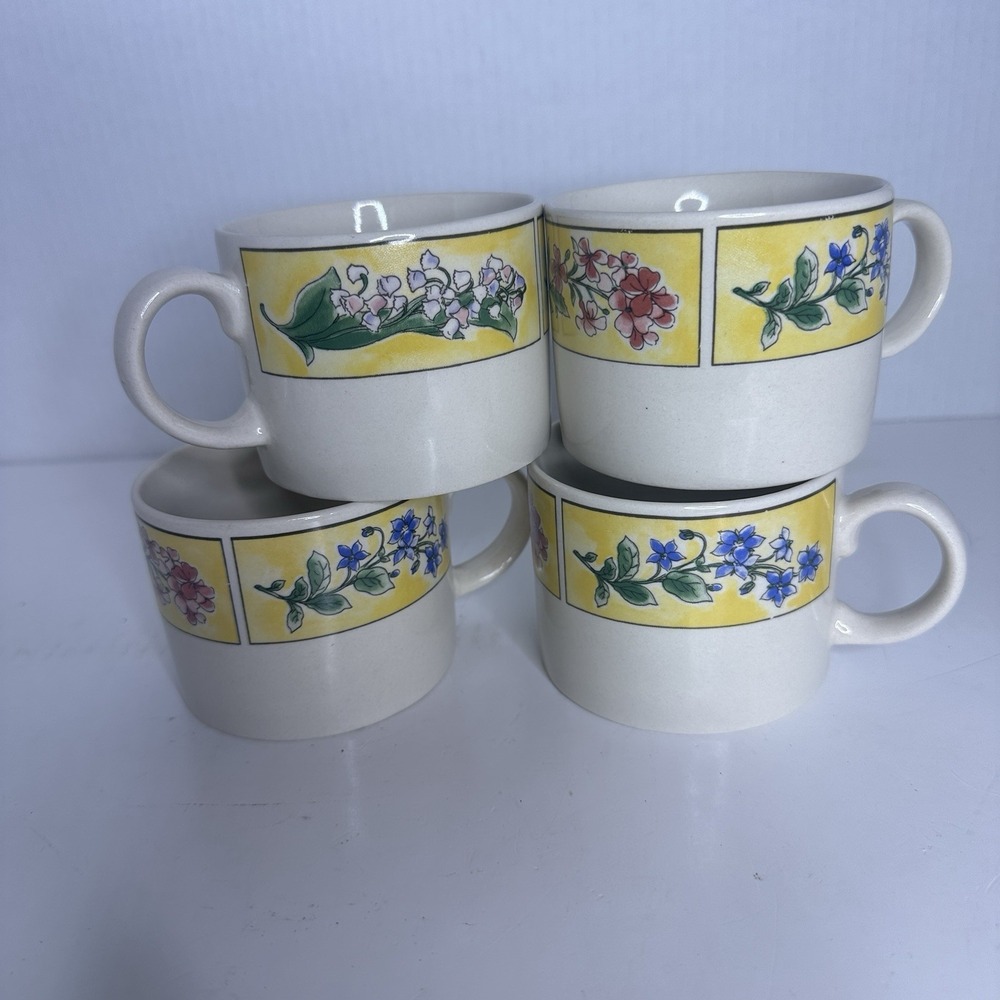 Set Vintage Majesticware Mugs by Sakura 1996 Floral Designs Spring By Sue Zipkin - Picture 2 of 5